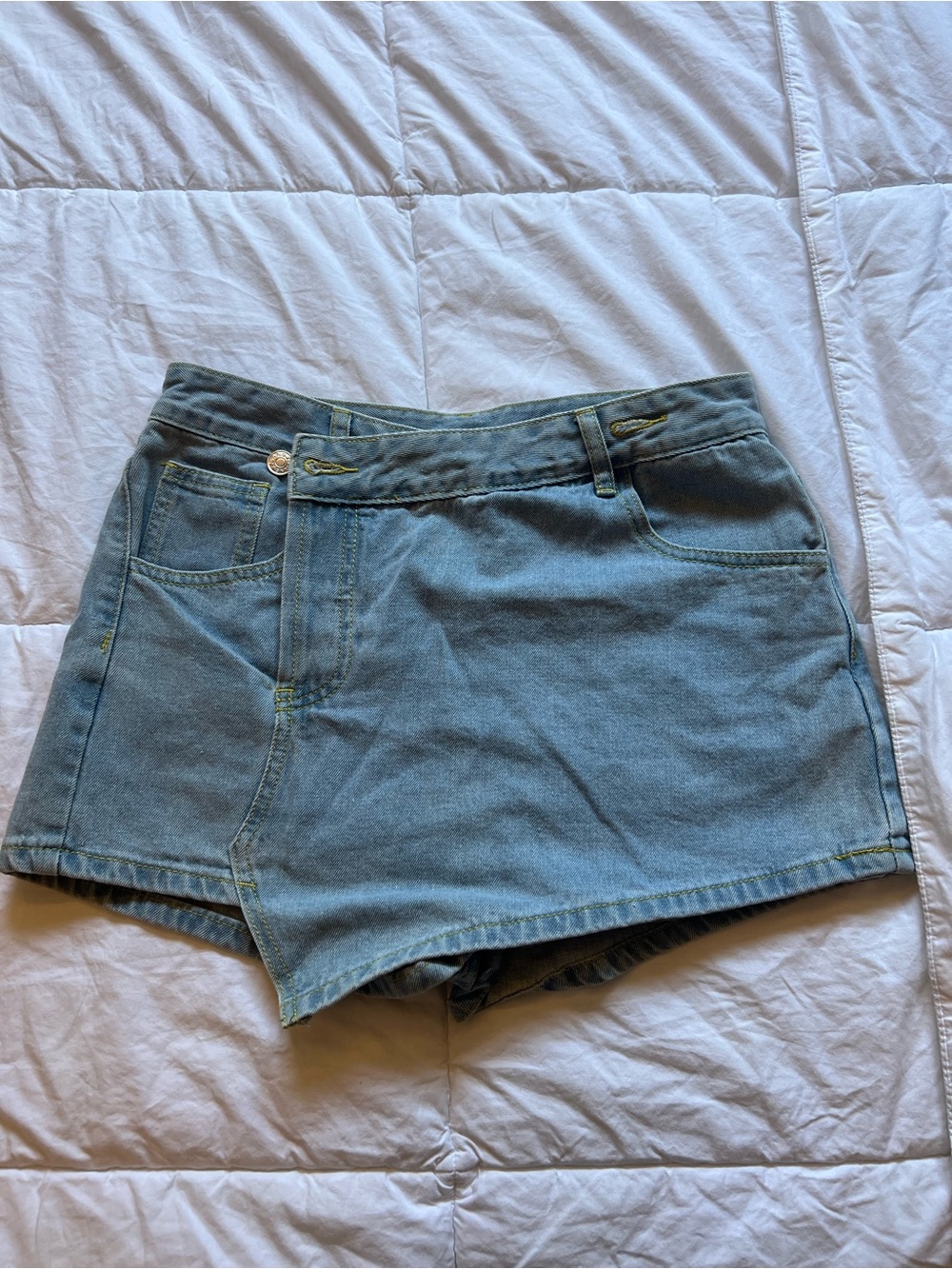 SHEIN Light Blue Denim Skort Shorts